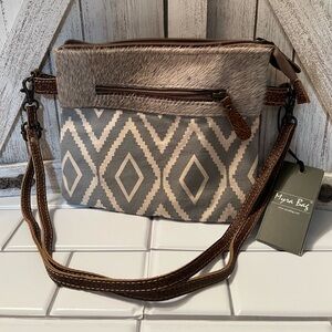 Myra Bag Gray and Brown Crossbody Bag